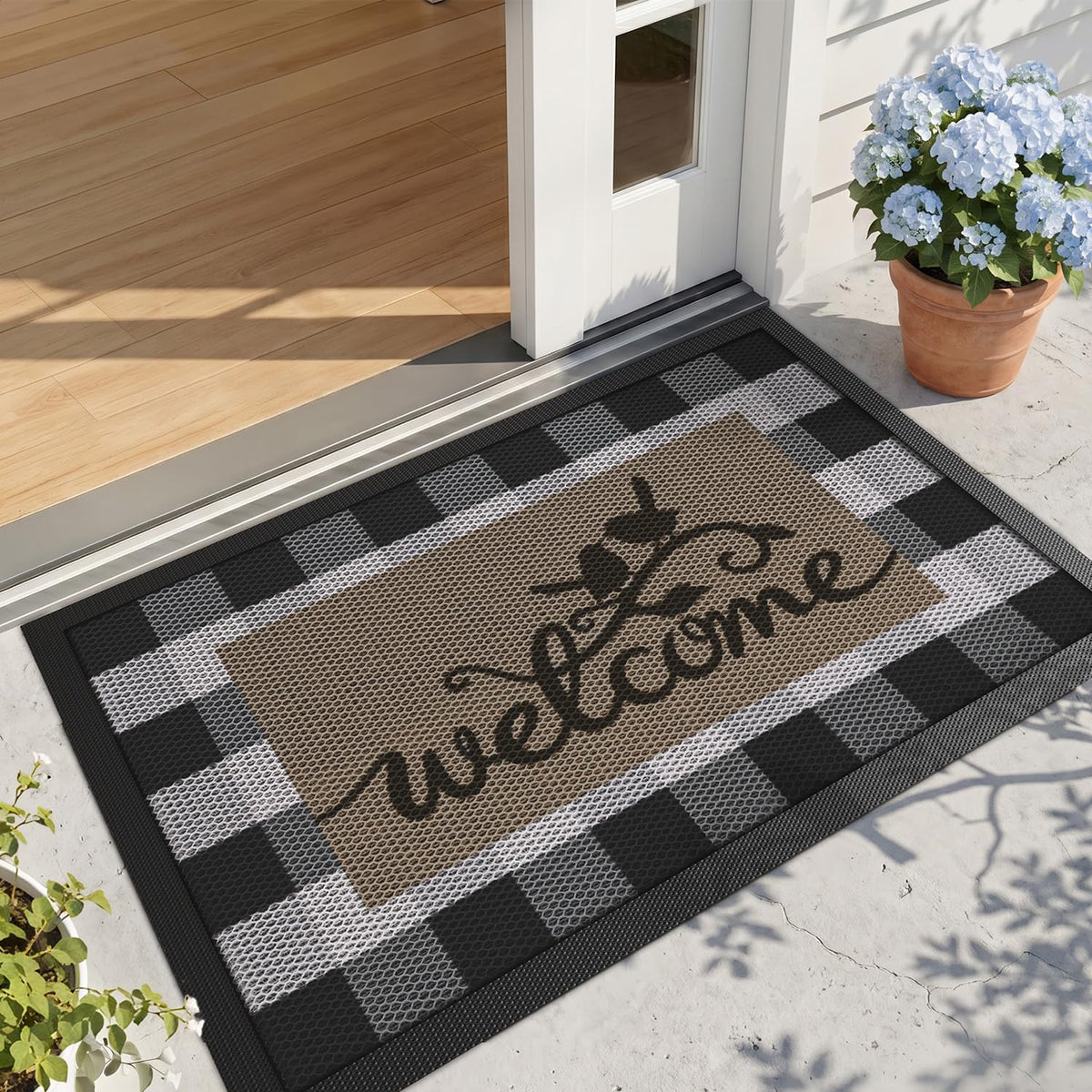 LUMI Outside Welcome Door Mat 24x36, Non-Slip Durable Rubber Easy Clean