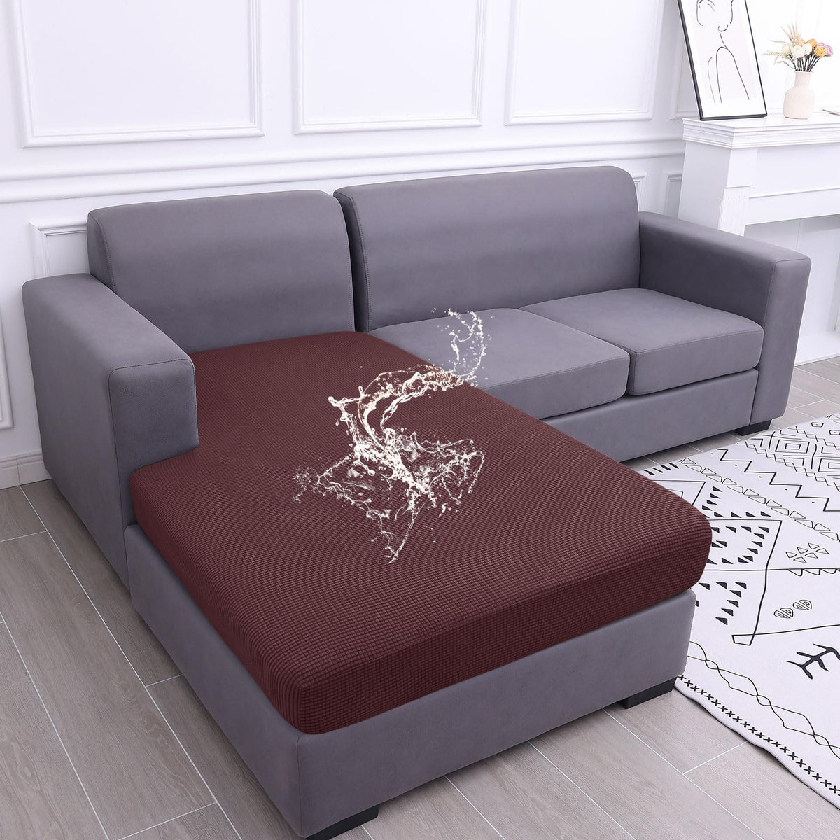 hyha Waterproof Couch Cushion Covers for Pets, Non Slip Sofa Seat Cover