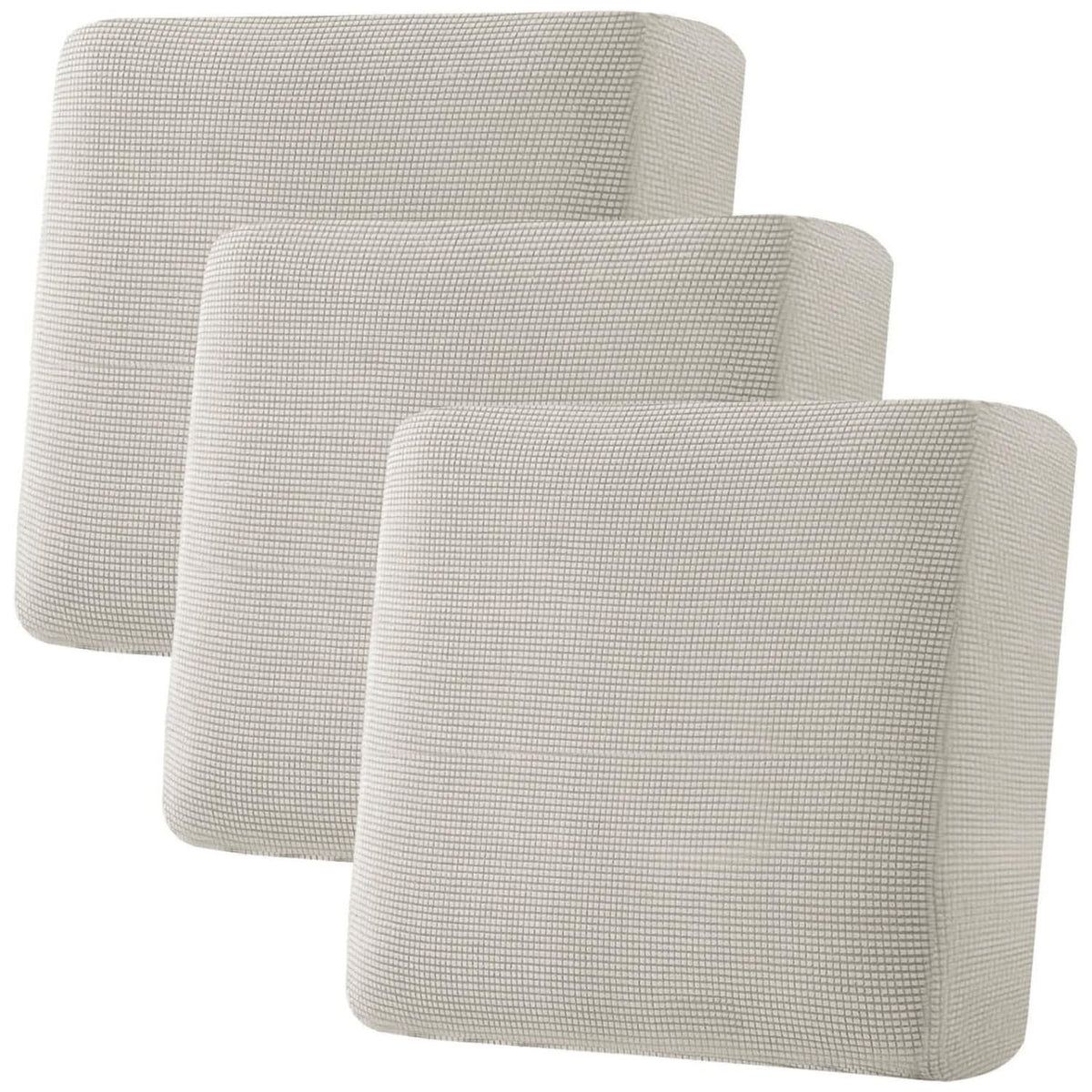 H.VERSAILTEX Super Stretch Individual Seat Cushion Covers Sofa Covers Couch Cushion Cover Slipcover Sets Thick Jacquard Textured Twill Fabric (3 Piece Sofa Cushion Covers, Grey)