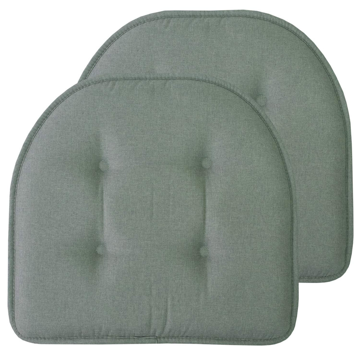 Sweet Home Collection Chair Cushion Memory Foam Pads Tufted Slip Non Skid Rubber Back U-Shaped 17" x 16" Seat Cover, 6 Pack, Checkered Taupe/White