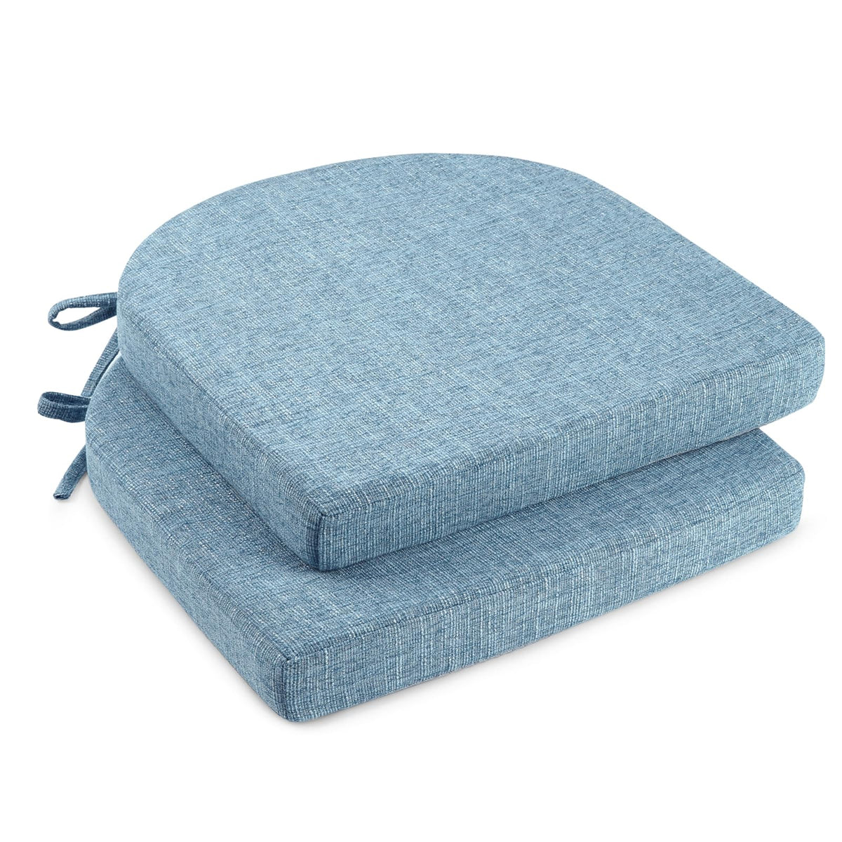 downluxe Indoor Chair Cushions for Dining Chairs, Soft and Comfortable Textured Foam Kitchen Chair Pads with Ties and Non-Slip Backing, 16" x 16" x 2", Red, 4 Pack