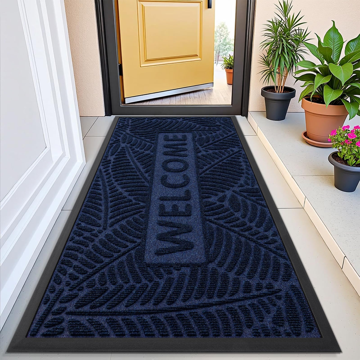 Smiry Welcome Front Door Mat for Outdoor Indoor 29.5x17, All-Season Doormat
