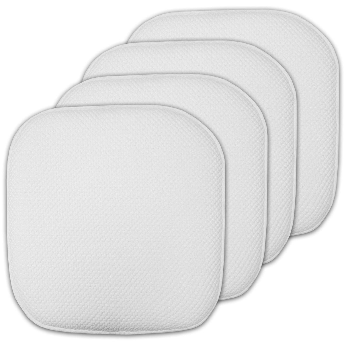 Sweet Home Collection Chair Cushion Memory Foam Pads Honeycomb Pattern Slip Non Skid Rubber Back Rounded Square 16" x 16" Seat Cover, 4 Pack, Alexis Chocolate
