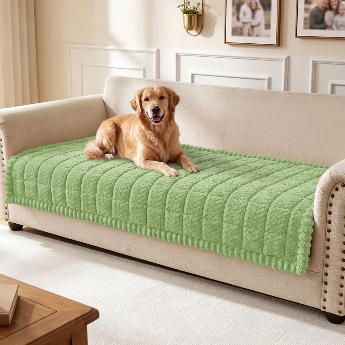 Smiry Couch Cover for Dogs, Non Slip Fuzzy Pet Sofa Covers Washable