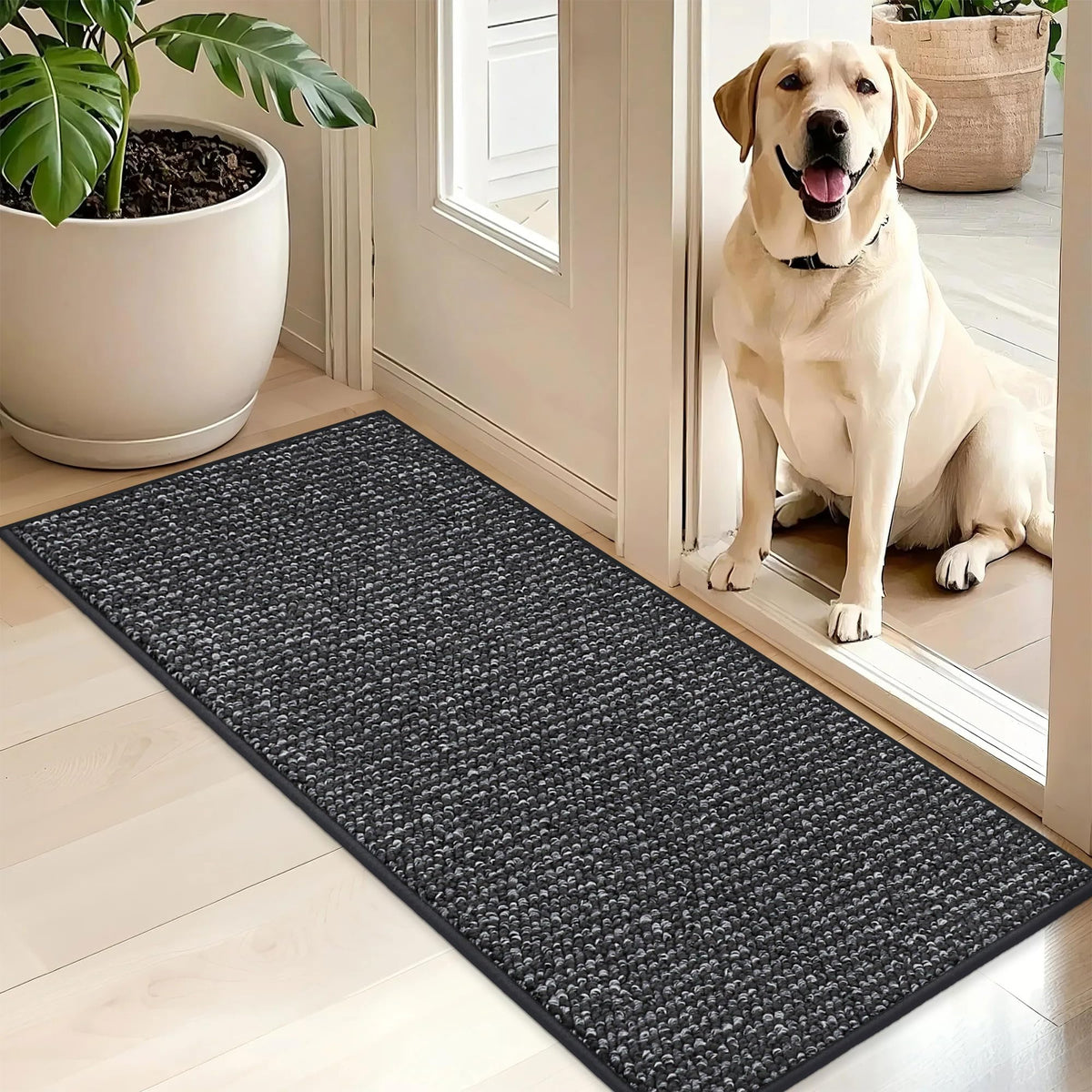 BEQHAUSE Dirt Trapper Door Mat 24" x 36", Non-Slip Washable Doormats, Beige