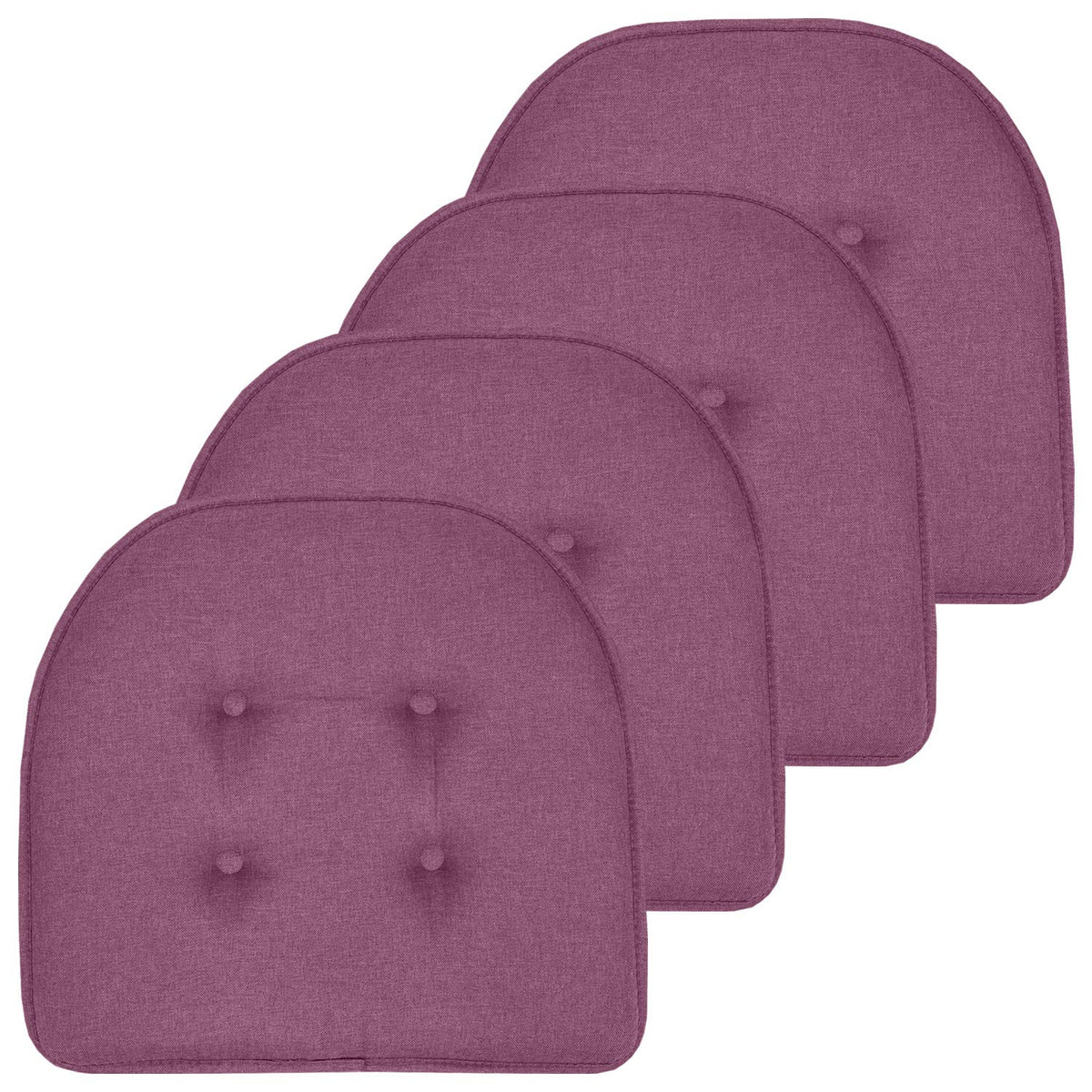 Sweet Home Collection Chair Cushion Memory Foam Pads Tufted Slip Non Skid Rubber Back U-Shaped 17" x 16" Seat Cover, 6 Pack, Checkered Taupe/White