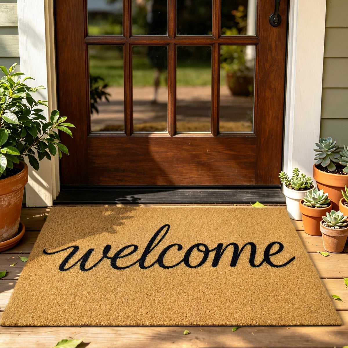 Floral Front Door Mat Outside Non-Slip Welcome Doormat, 17x29 in