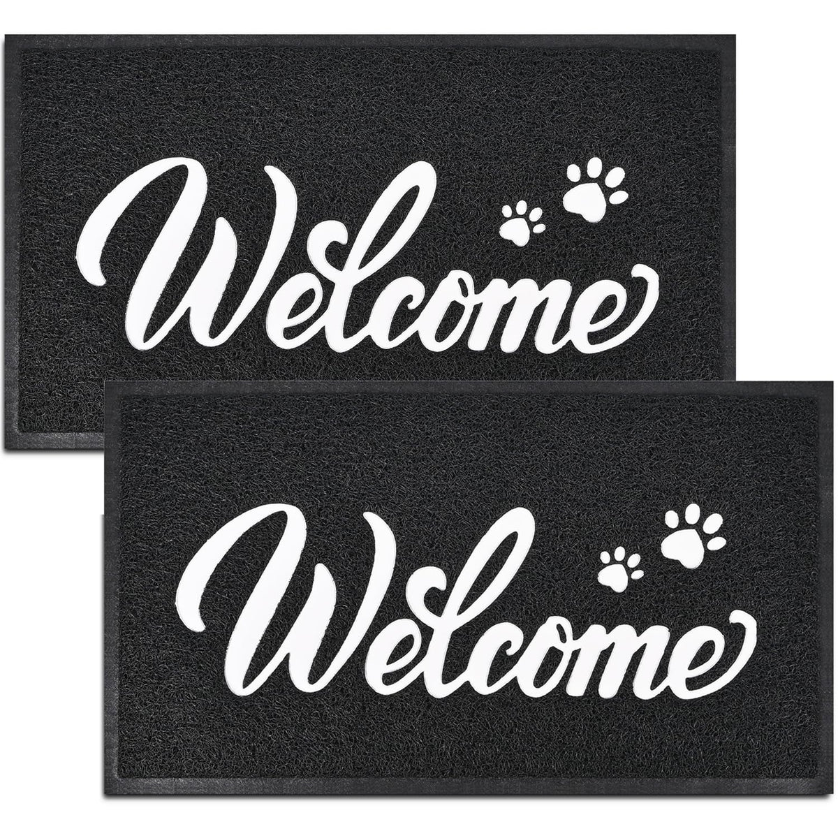 T.HENV Welcome Mat Outdoor, 30x17.5 Waterproof All-Season Front Door Mat Outside Entrance, All-Weather Quick Drying, Low Profile Doormat Indoor, Patio Porch Entryway Mats, Black-White