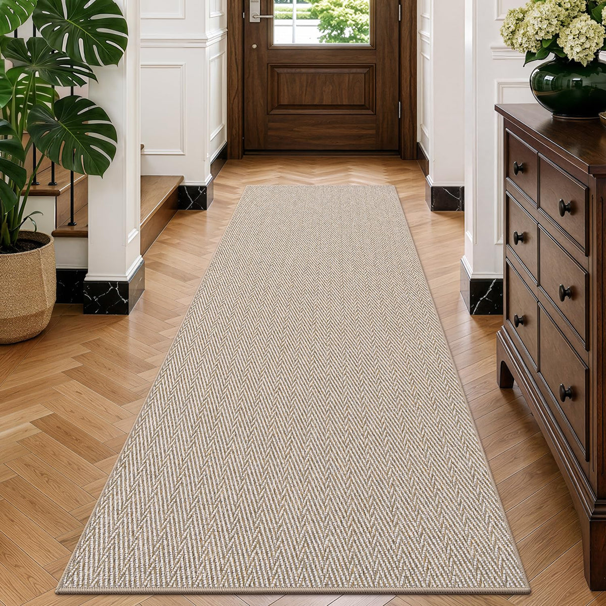 LUMI Ultra Thin Indoor Door Mat 24"x36", Entrance Doormat, Beige
