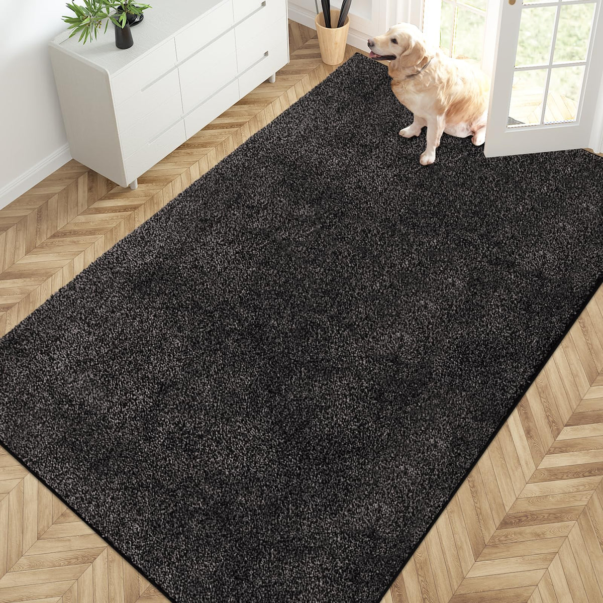 PURRUGS Dirt Trapping Indoor Door Mat, 24" x 35.5", Charcoal