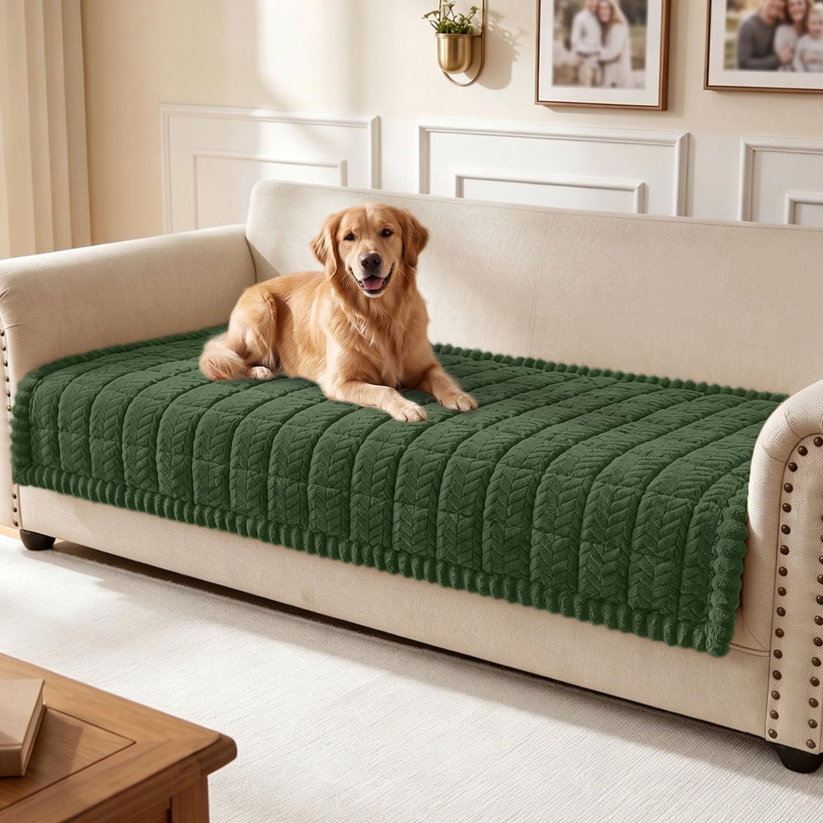 Smiry Couch Cover for Dogs, Non Slip Fuzzy Pet Sofa Covers Washable