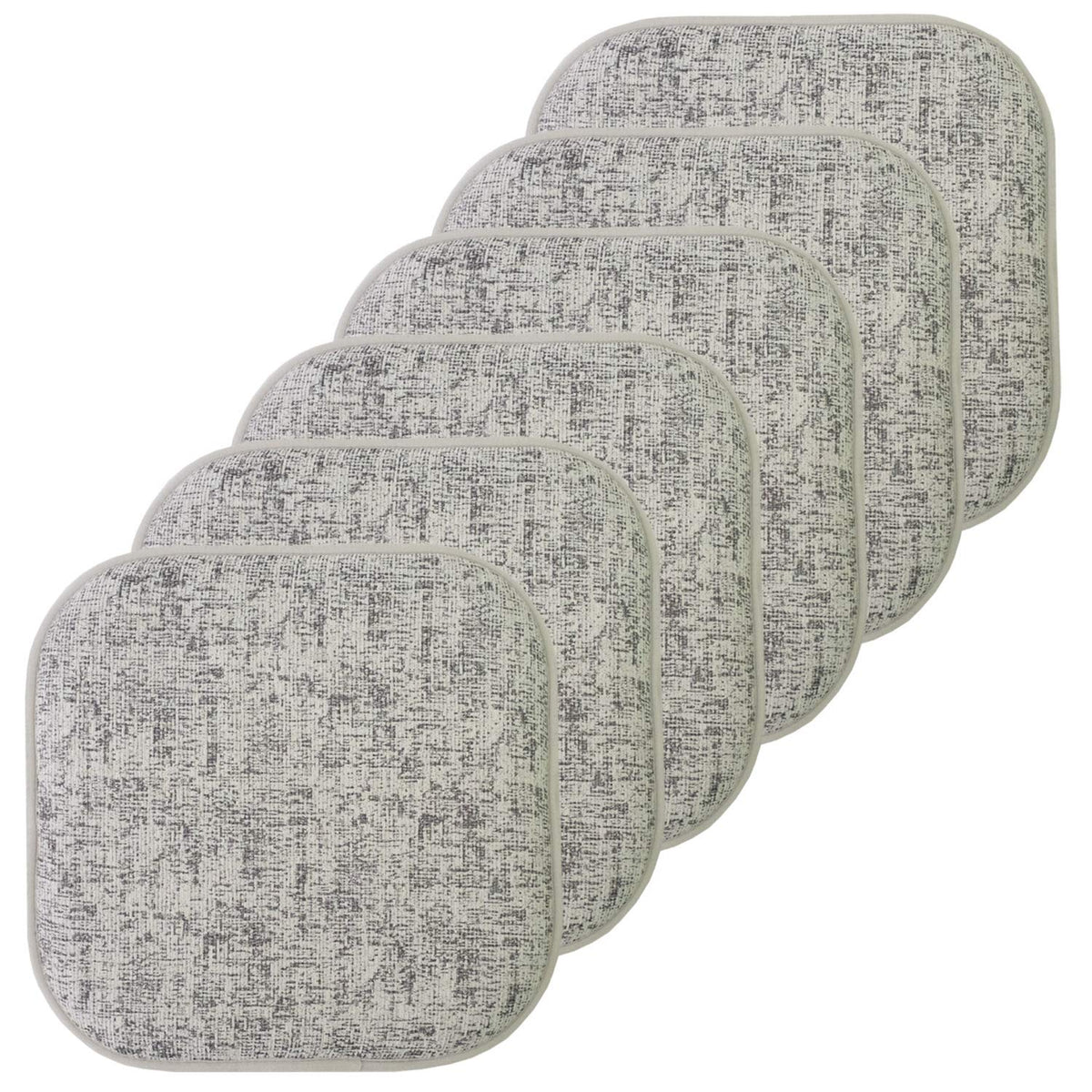 Sweet Home Collection Chair Cushion Memory Foam Pads Honeycomb Pattern Slip Non Skid Rubber Back Rounded Square 16" x 16" Seat Cover, 4 Pack, Alexis Chocolate