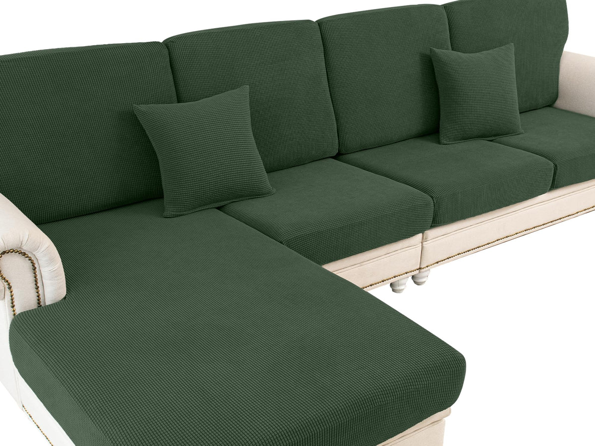 LA MEACK Couch Cushion Covers Seat Cushion Cover Stretch Couch Cover Separate Sectional Sofa Slipcovers Furniture Protector(3 Pieces for Seat or Sofa Backrest, Dark Grey)