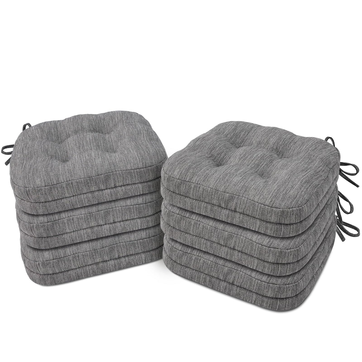Shinnwa Dining Chair Cushions Set of 6, Dual-Layer Memory Foam Kitchen Chair Cushions, Patented Design Seat Pads with Ties, 16.5 x 16.5 x 3.5in, 6 Pack, Beige