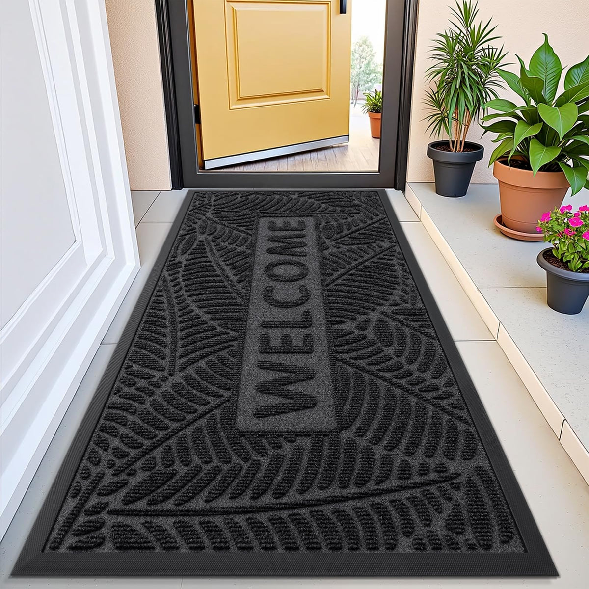 Smiry Welcome Front Door Mat for Outdoor Indoor 29.5x17, All-Season Doormat