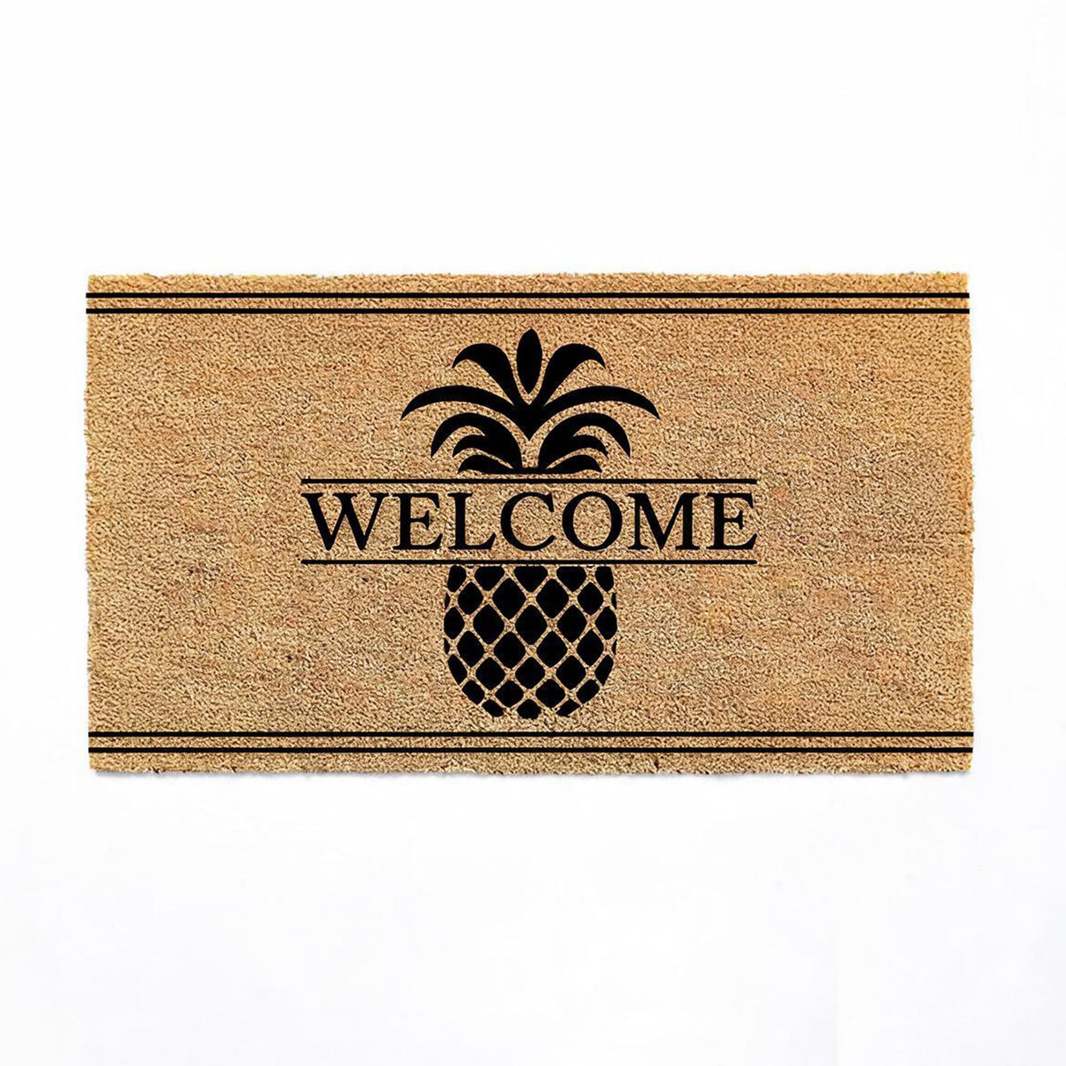 Coco Coir Door Mat Plain Welcome Mat with Stripes Beige 30x17