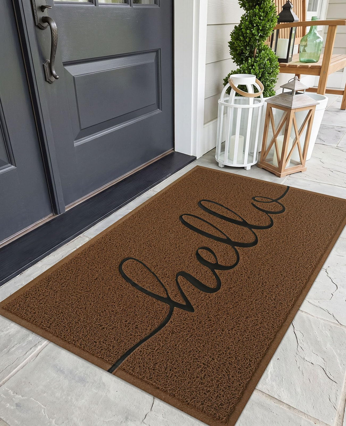 EARTHALL Door Mat Outside Inside Home Doormat, 30"x17.5", Durable Floor Mat Non Slip Mat Ultra Absorb Mud Easy Clean Front Doormat for Garage, Entryway, Patio, High Traffic Areas, Black