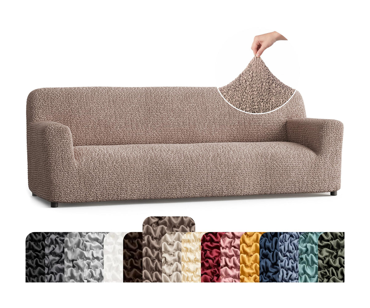 Premium Stretch Couch Covers for Sofa - Sofa Chair Cover Washable, Dogs & Pets Friendly - Elastic Polyester Loveseat Slipcovers - Non-Slip Love Seat Couch Covers - Soft Taupe (86"-120" Wide)