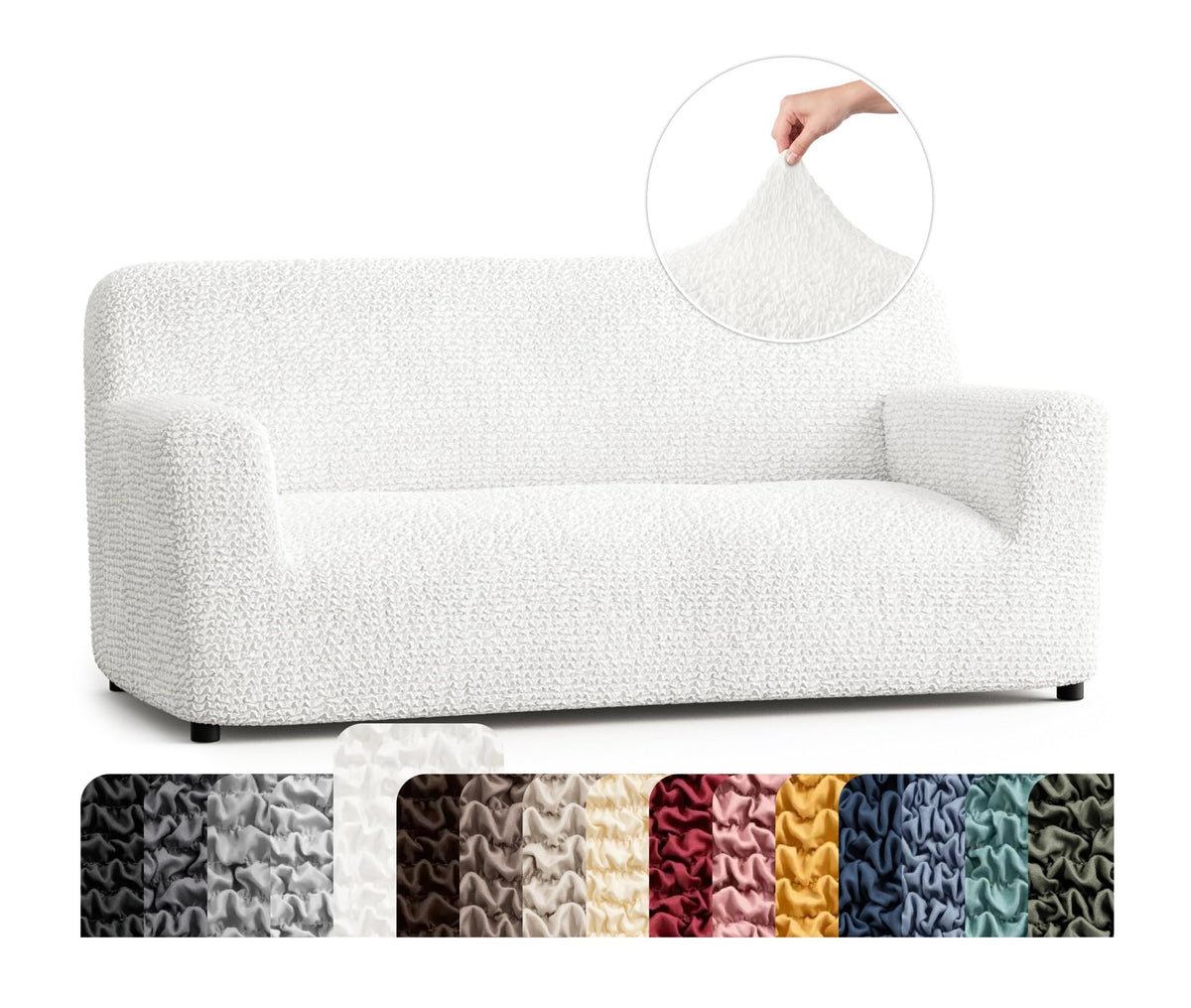 Premium Stretch Couch Covers for Sofa - Sofa Chair Cover Washable, Dogs & Pets Friendly - Elastic Polyester Loveseat Slipcovers - Non-Slip Love Seat Couch Covers - Soft Taupe (86"-120" Wide)