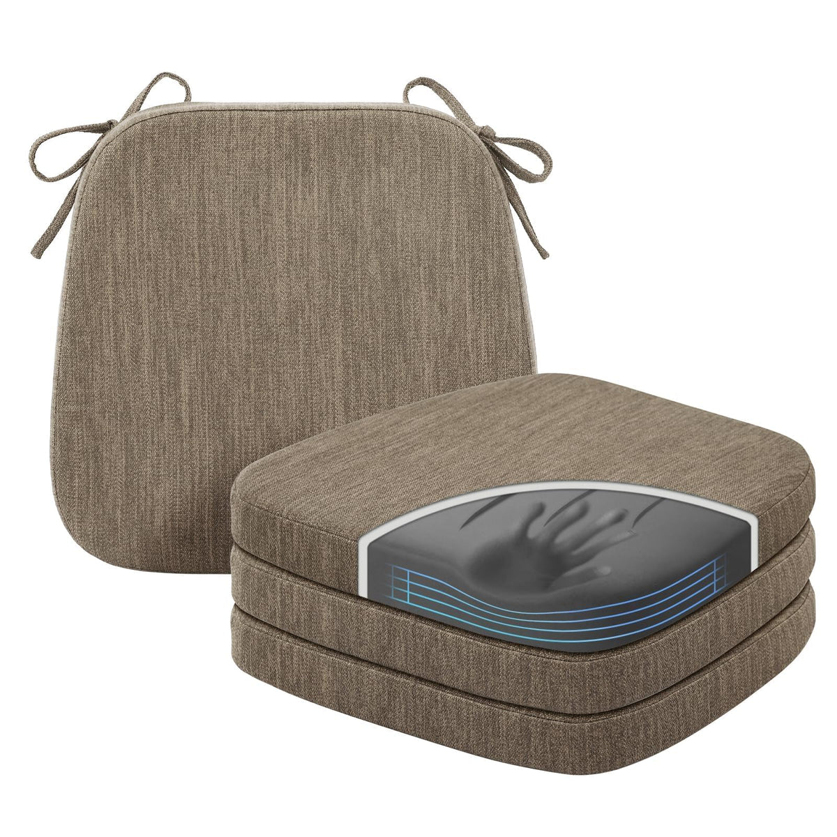 baibu Patented Dual-Layer Memory Foam Chair Cushions, 17 x 16 x 2 in, Black