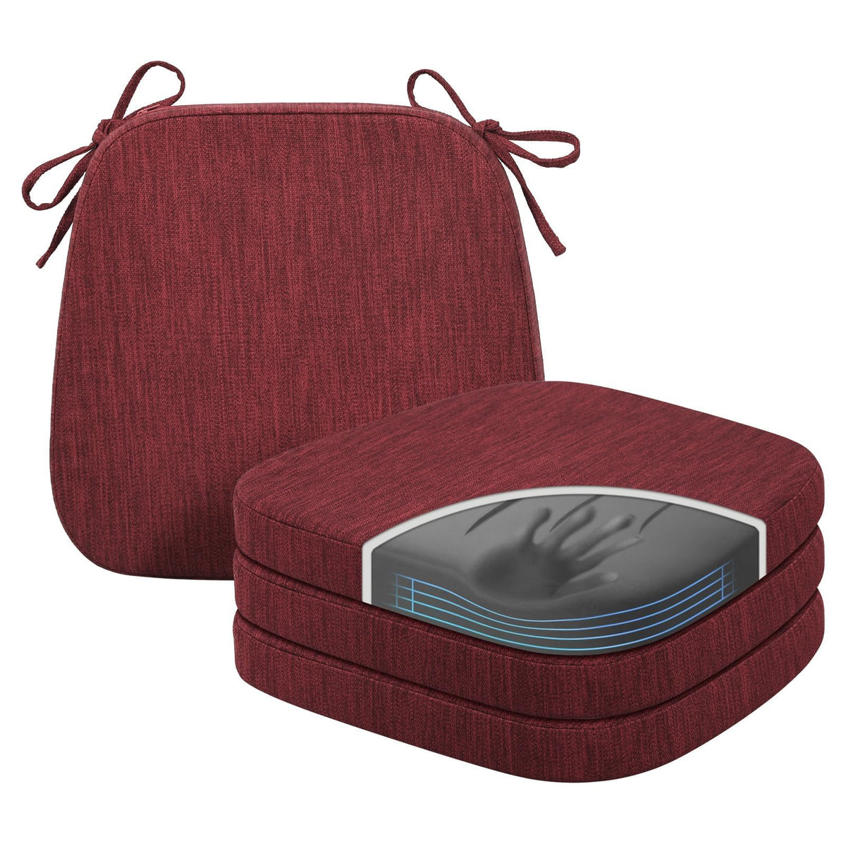 baibu Patented Dual-Layer Memory Foam Chair Cushions, 17 x 16 x 2 in, Black