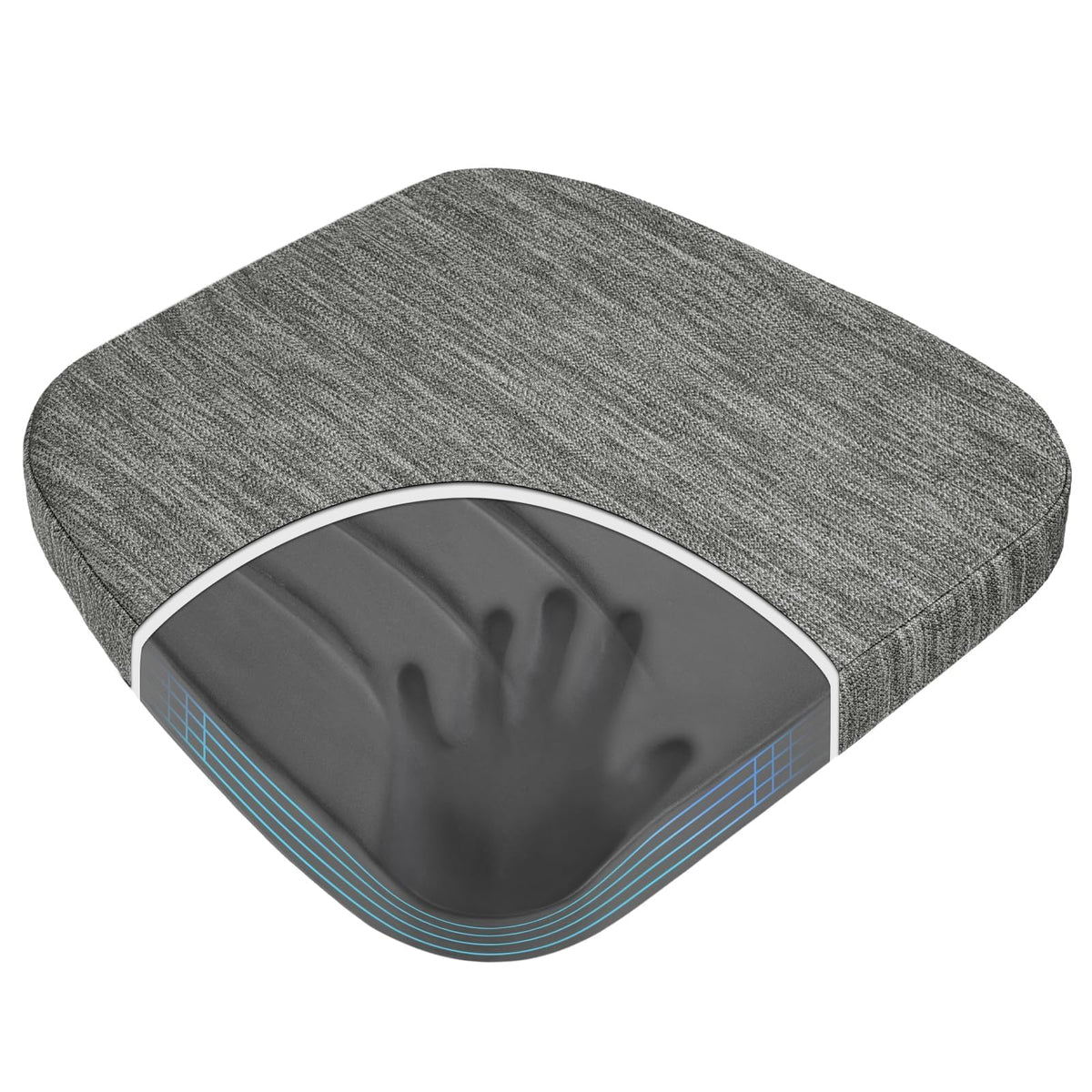 baibu Patented Dual-Layer Memory Foam Chair Cushions, 17 x 16 x 2 in, Black