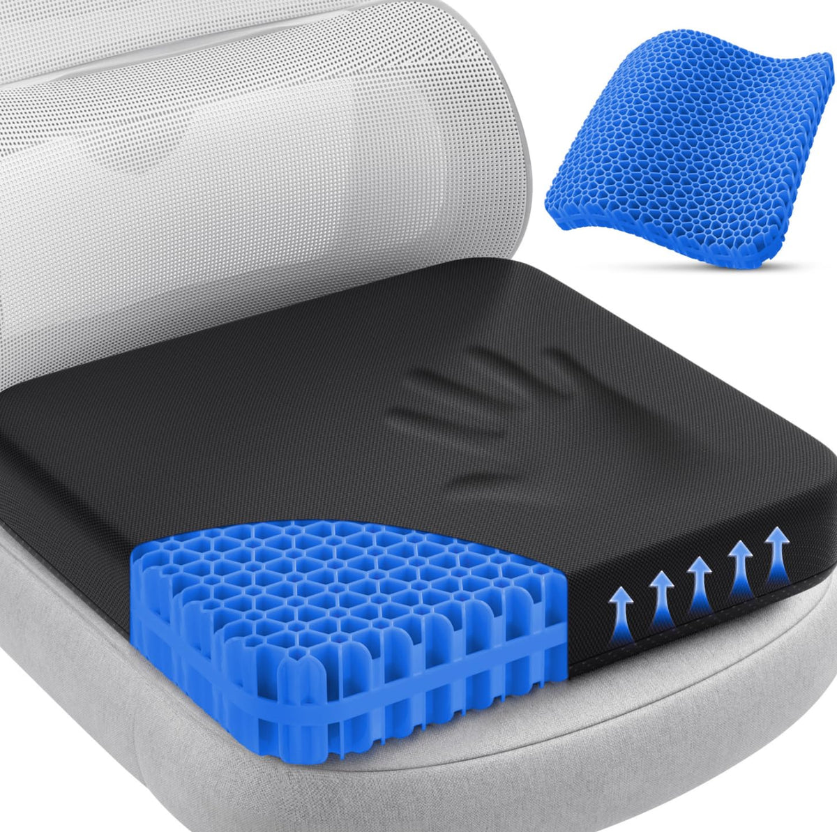 TushGuard Gel Seat Cushion for Long Sitting, Breathable Thick Patent Design