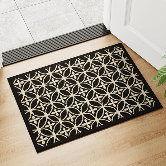 24"x36" Indoor Mats for Entryway, Black White