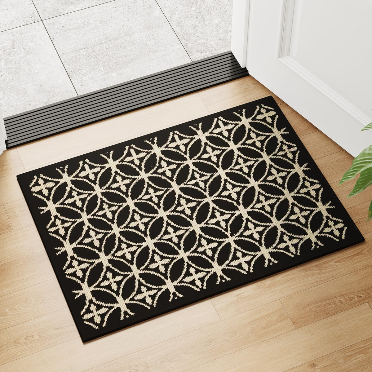 24"x36" Indoor Mats for Entryway, Black White