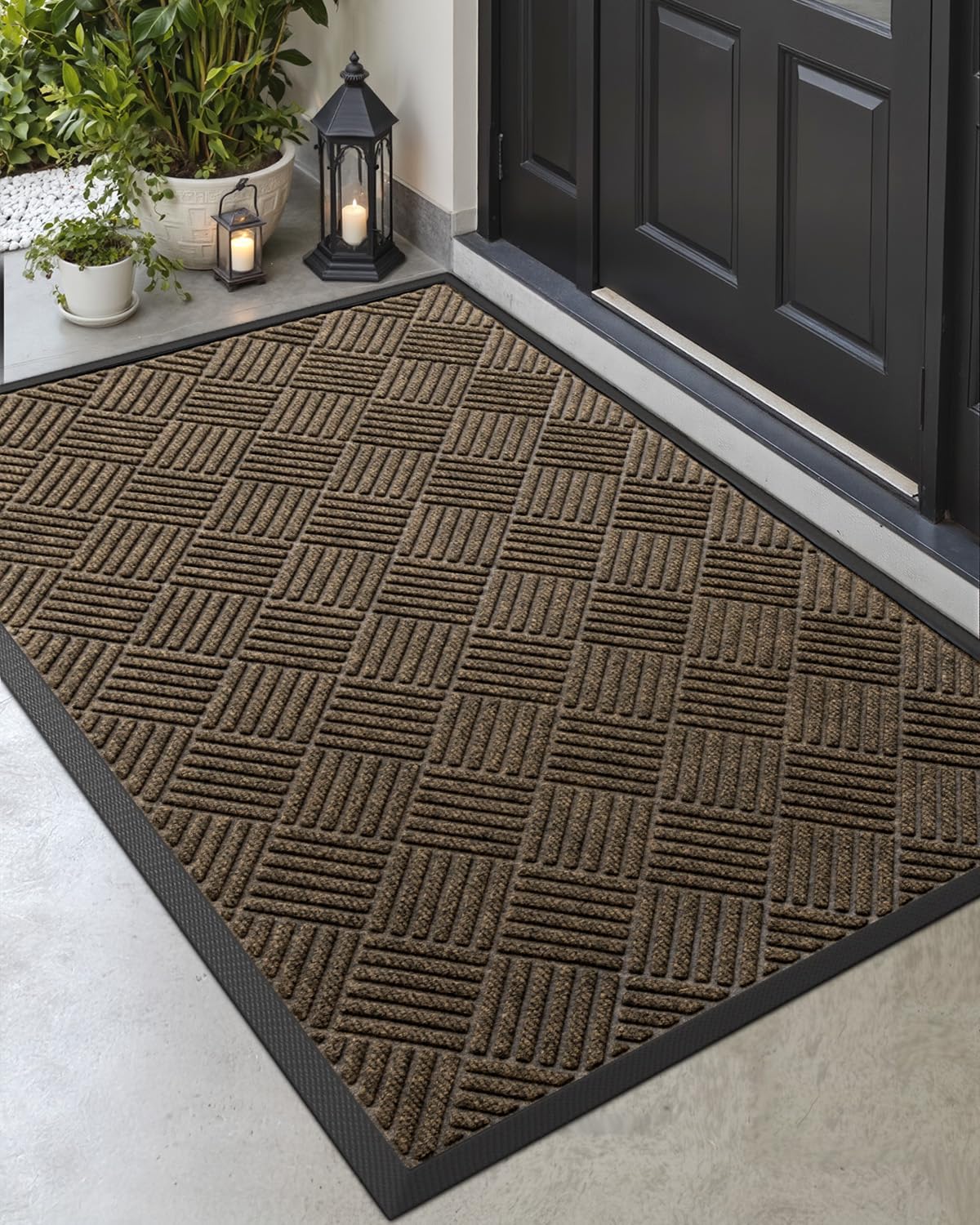 DEXI Front Door Mat Outside Entrance 24x36 Welcome Rubber Entry Doormat