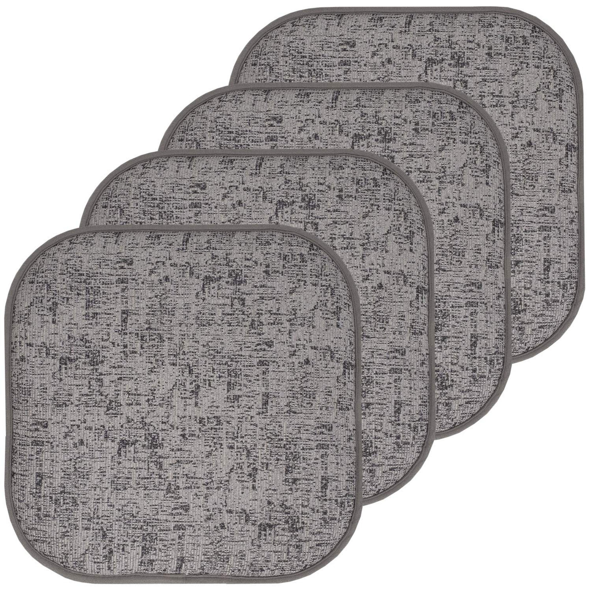 Sweet Home Collection Chair Cushion Memory Foam Pads Honeycomb Pattern Slip Non Skid Rubber Back Rounded Square 16" x 16" Seat Cover, 4 Pack, Alexis Chocolate