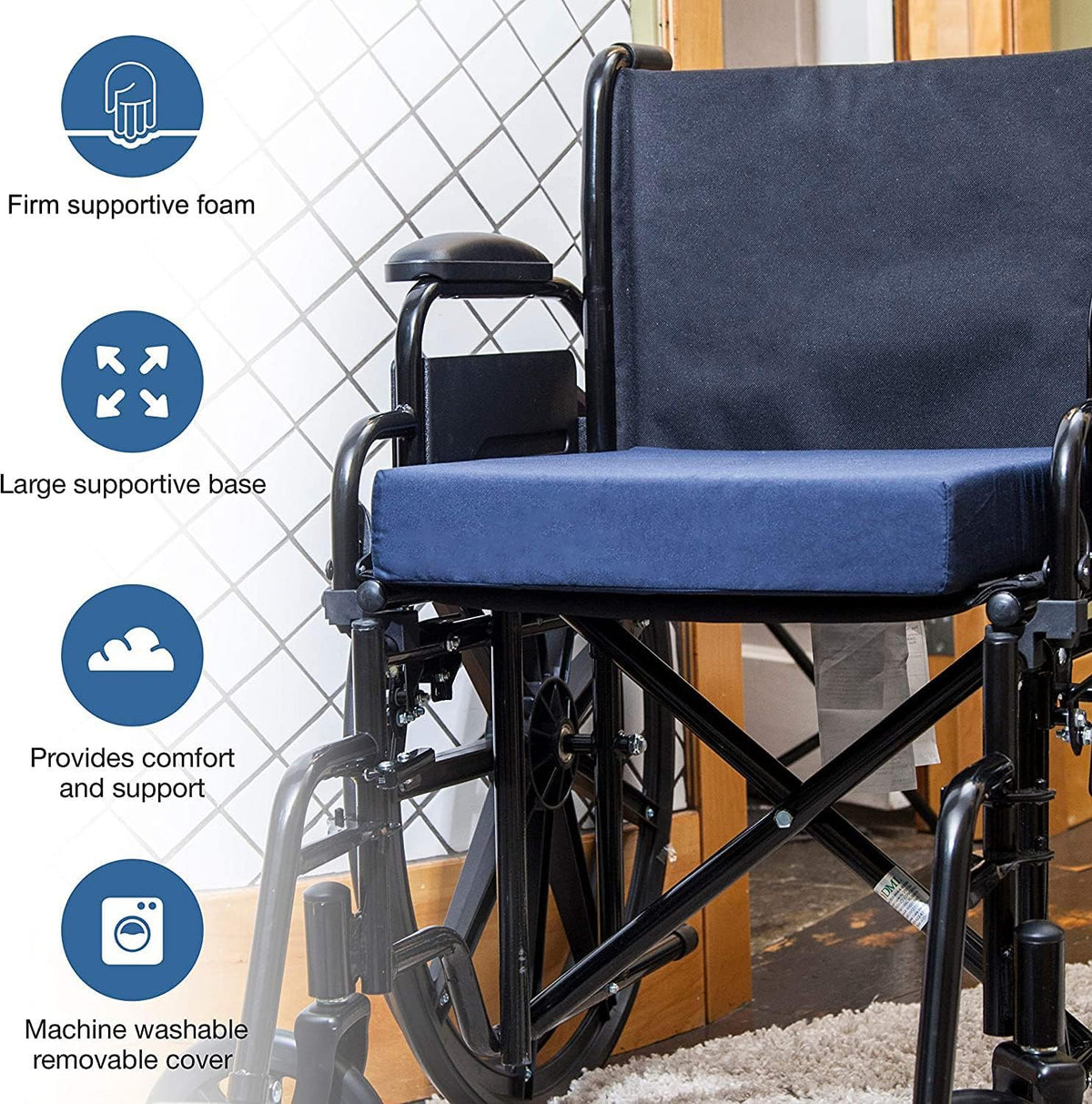 DMI Seat and Chair Cushion for Office Chairs, Wheelchairs, Scooters, Kitchen Chairs or Car Seats, for Support and Height While Reducing Stress on Back, Tailbone or Sciatica, Foam, 1 Count