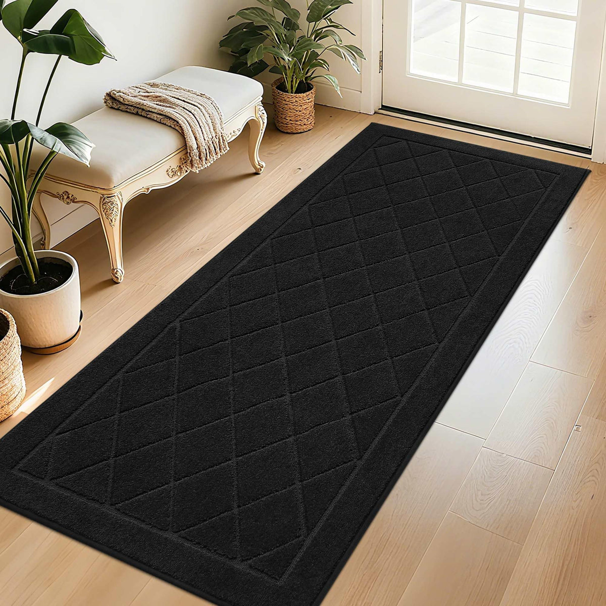 BEQHAUSE Dirt Trapper Door Mat 20" x 32", Doormat Non-Slip, Navy Blue
