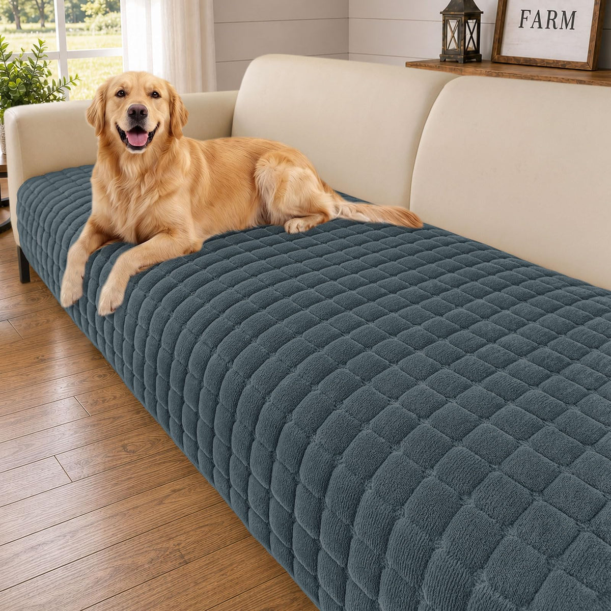 Smiry Velvet Couch Cover for Dogs, Non Slip Soft Sofa Protector for Pets