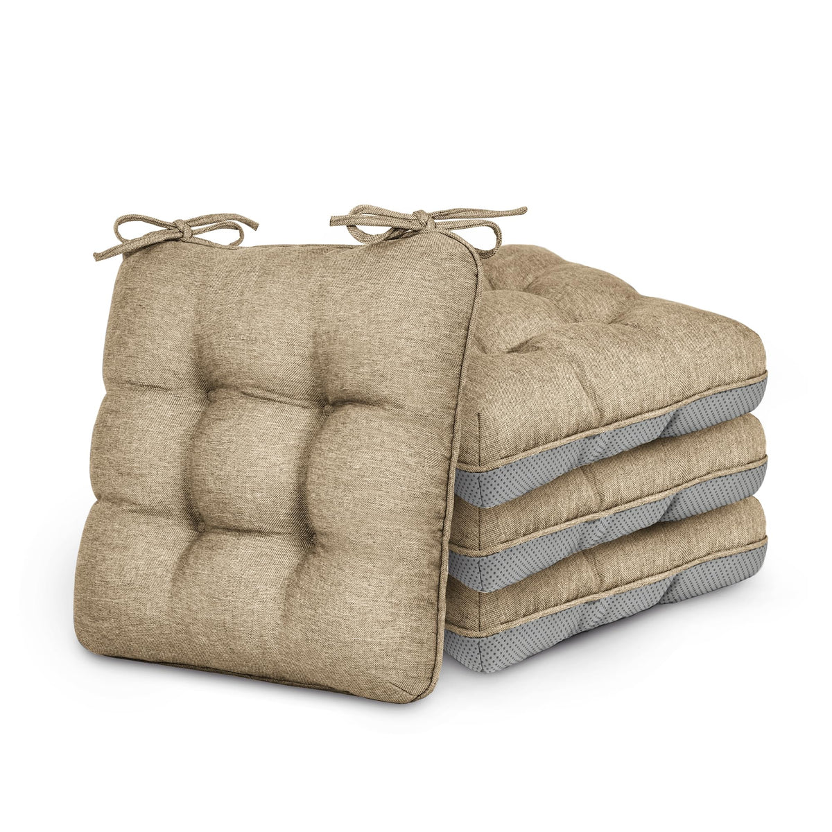 Love's cabin Memory Foam Chair Cushions Set of 4, 15.5 Inch, Grey