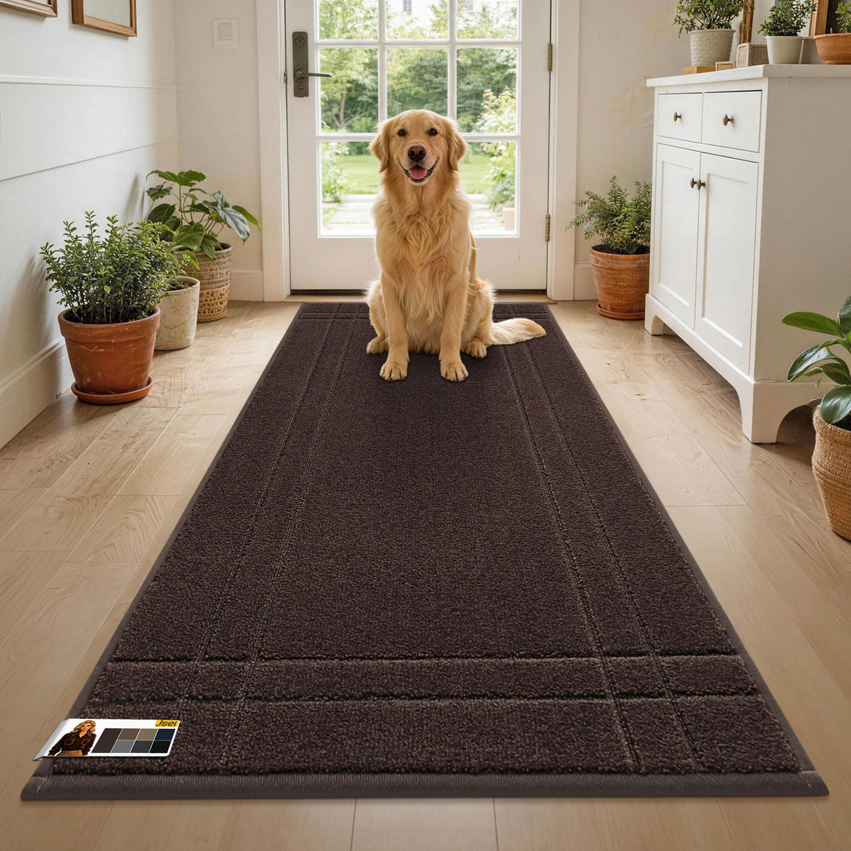 JSEI Door Mat for Entrance 20"x32", Dirt Trapper Doormat, Black