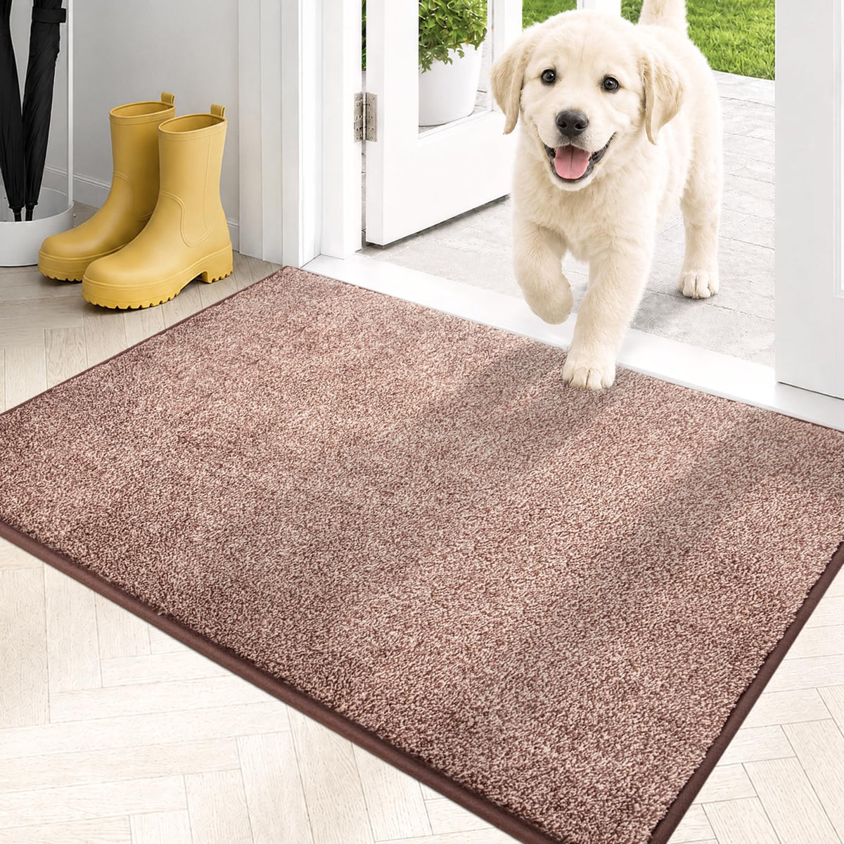 PURRUGS Dirt Trapping Indoor Door Mat, 24" x 35.5", Charcoal