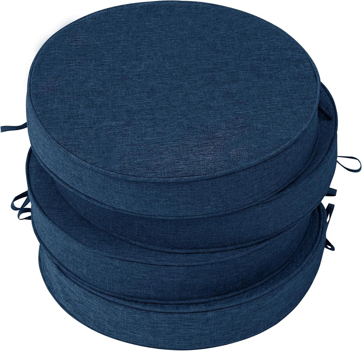 Outdoor Chair Cushions, Fade-Resistant & Water-Resistant, D Shaped Patio Furniture Seat Chair Pads Replacement with Ties, Non-Slip Bottom, Removable Cover, Set of 2, 17 x 16 Inch, Natural