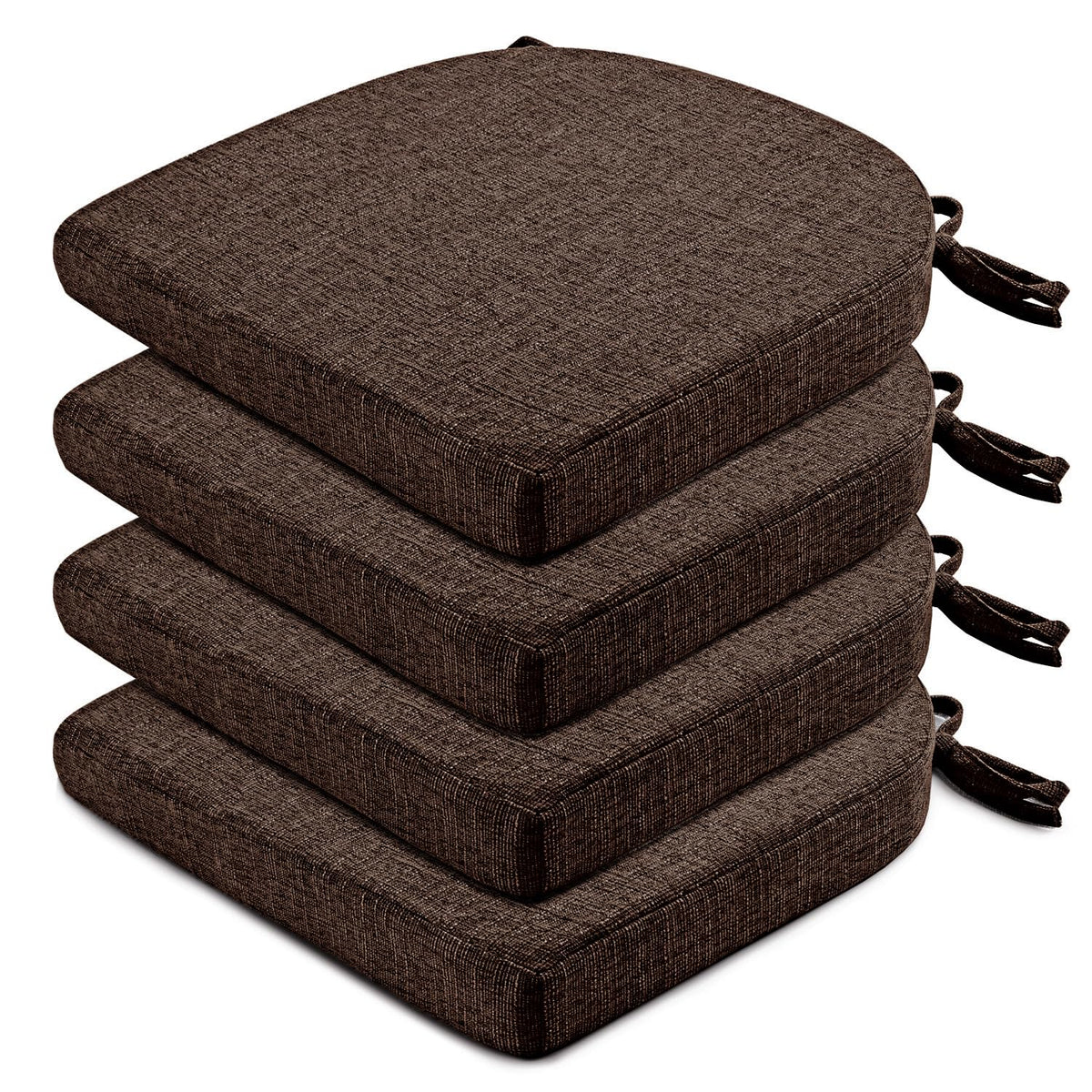 Wellsin Chair Cushions for Dining Chairs 6 Pack - Kitchen Chair Cushions with Ties and Non-Slip Backing - Dining Chair Pads 16"X16"X2", Dark Gray