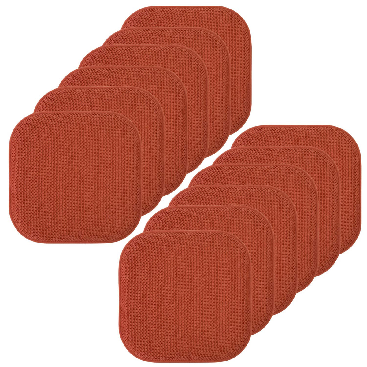 Sweet Home Collection Chair Cushion Memory Foam Pads Honeycomb Pattern Slip Non Skid Rubber Back Rounded Square 16" x 16" Seat Cover, 4 Pack, Alexis Chocolate
