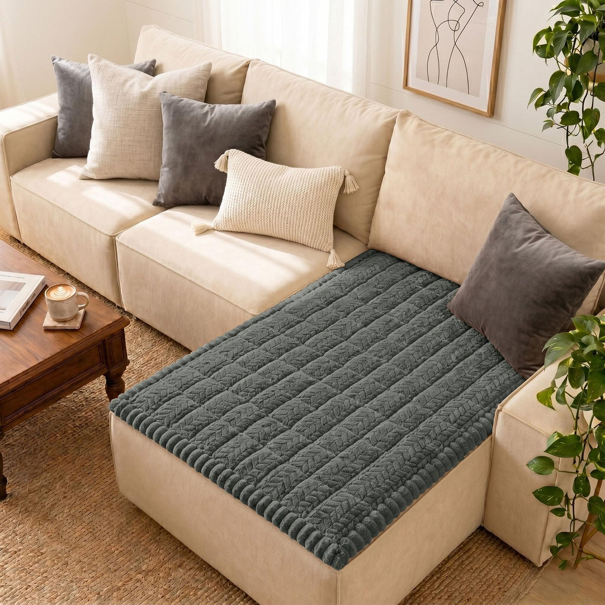 Smiry Couch Cover for Dogs, Non Slip Fuzzy Pet Sofa Covers Washable