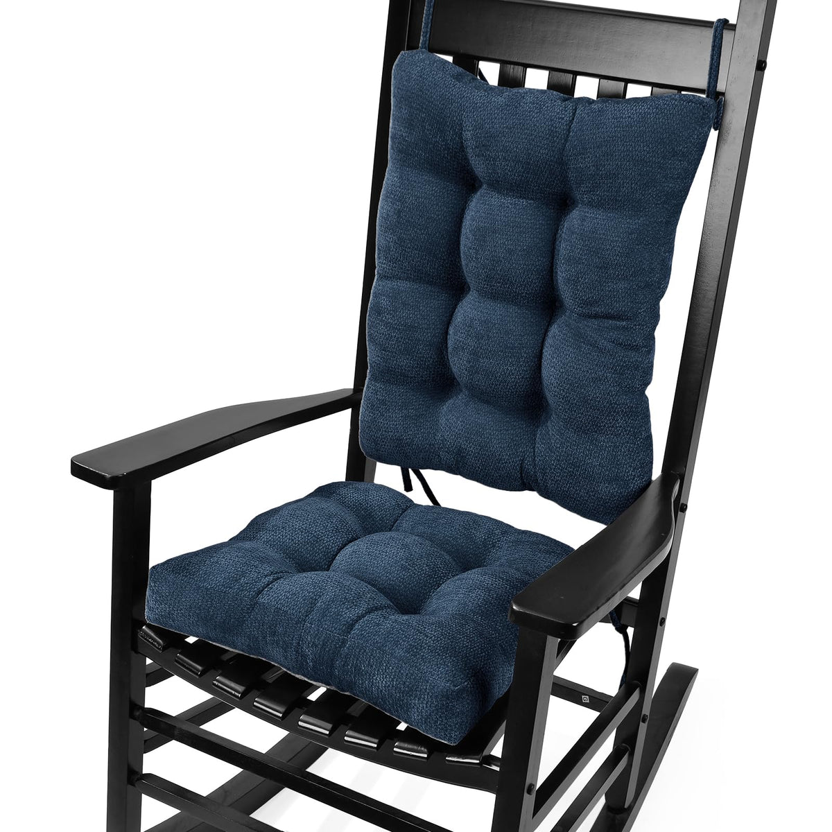 Rocking Chair Cushion for Elderly Sitting, Back Pillow & Seat Cushion with Ties, Luxury Chenille Fabric Non-Slip Chair Pad for Rocker, Champagne, 21.6x17x2/ 17x17x3