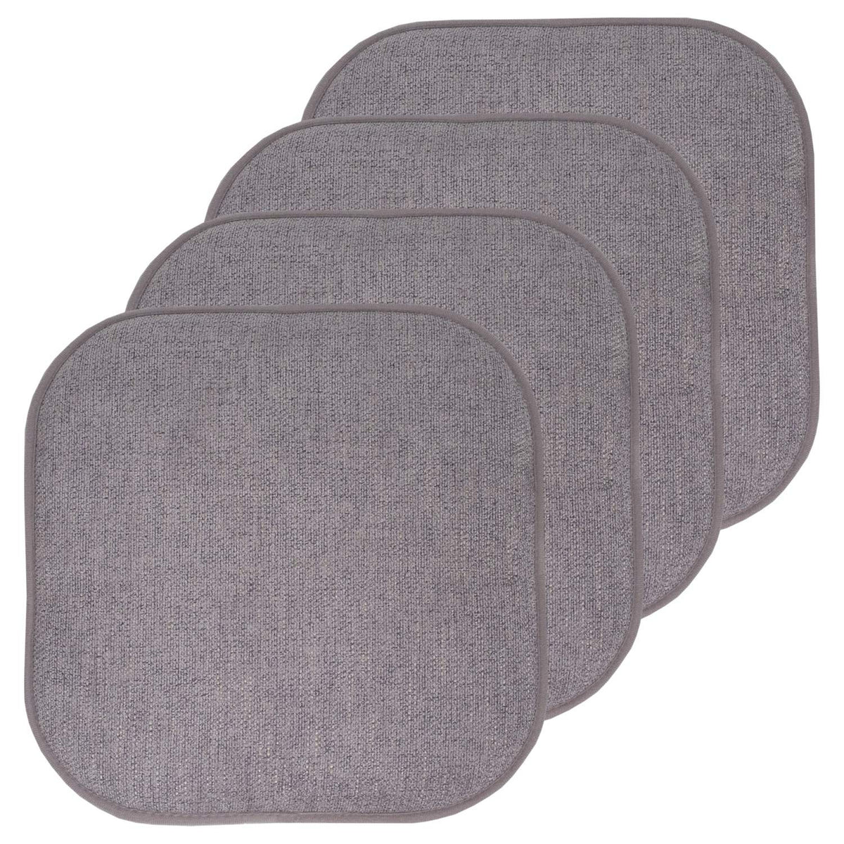 Sweet Home Collection Chair Cushion Memory Foam Pads Honeycomb Pattern Slip Non Skid Rubber Back Rounded Square 16" x 16" Seat Cover, 4 Pack, Alexis Chocolate