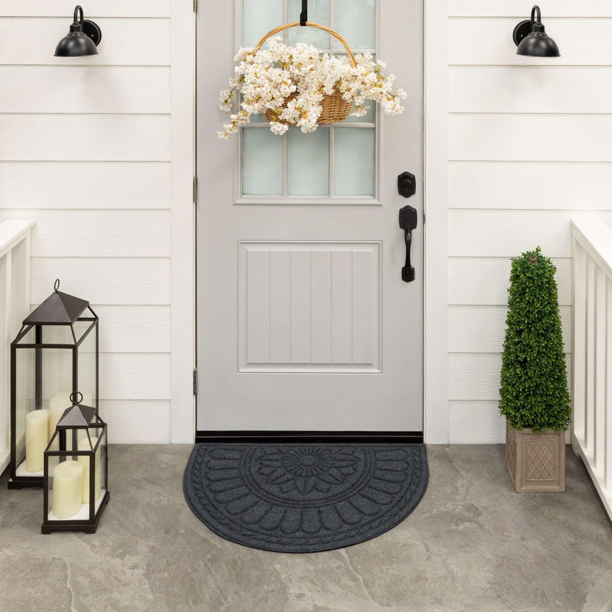 Mohawk Home Swirl Style Casual Ornamental Denim Blue 2' X 3' All Weather Outdoor Door Mat Perfect for Porch, Garage