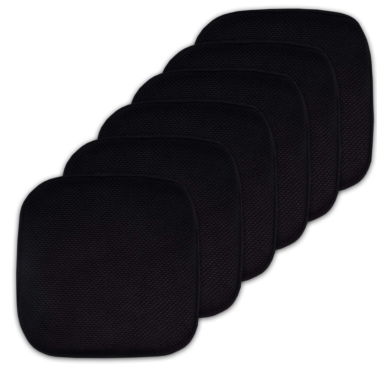 Sweet Home Collection Chair Cushion Memory Foam Pads Honeycomb Pattern Slip Non Skid Rubber Back Rounded Square 16" x 16" Seat Cover, 4 Pack, Alexis Chocolate