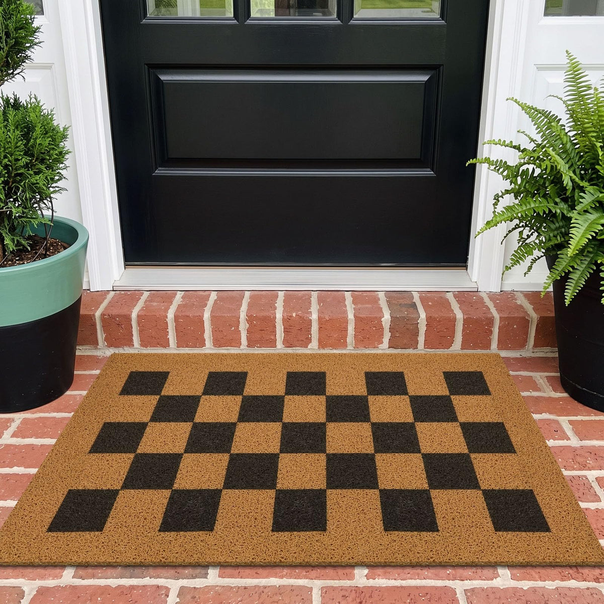 EARTHALL Door Mat Outside Inside Home Doormat, 30"x17.5", Durable Floor Mat Non Slip Mat Ultra Absorb Mud Easy Clean Front Doormat for Garage, Entryway, Patio, High Traffic Areas, Black