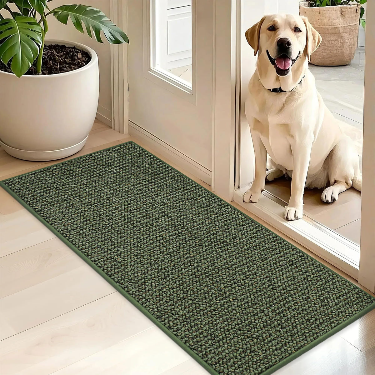 BEQHAUSE Dirt Trapper Door Mat 20" x 32", Non-Slip Washable, Light Beige