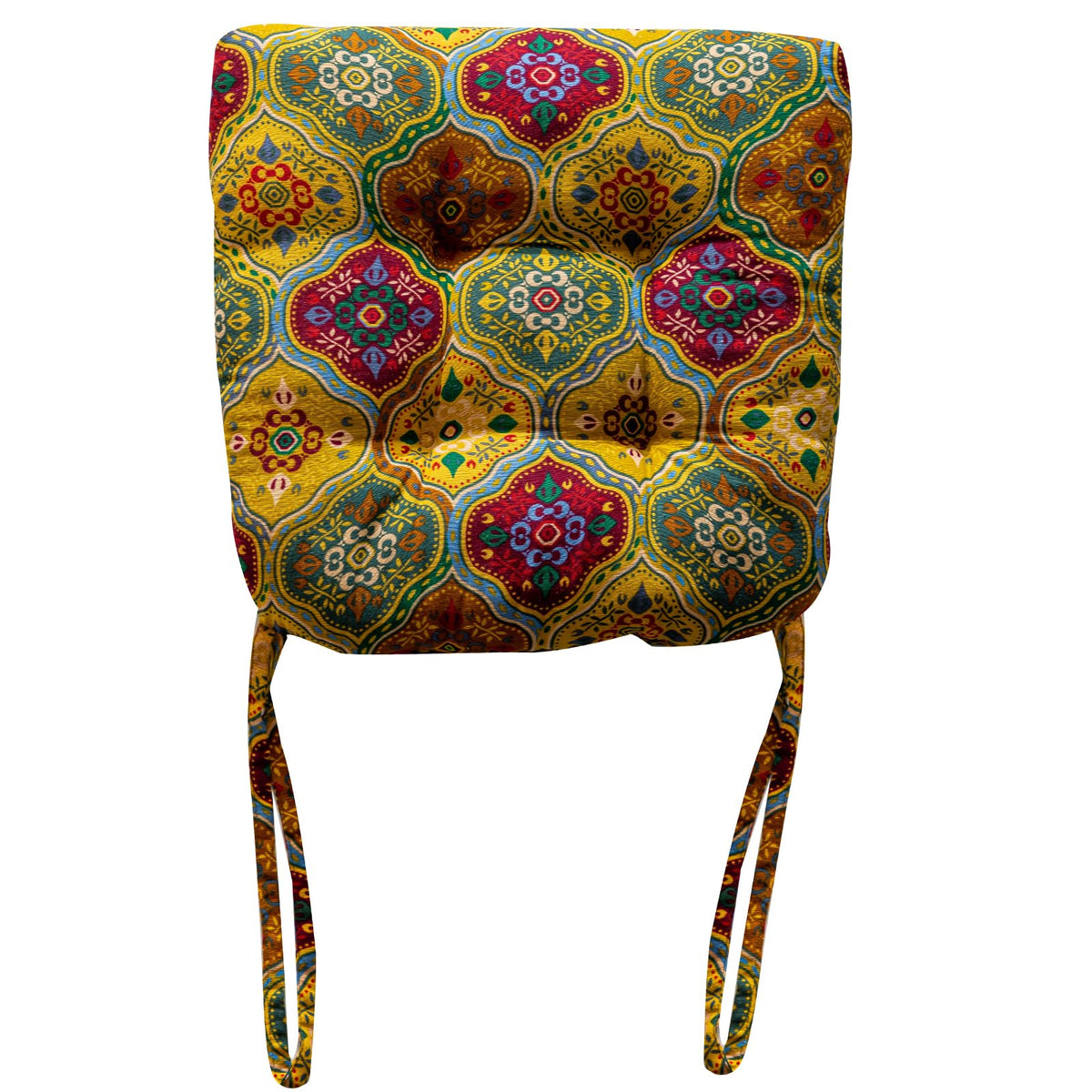 vctops Boho Paisley Chair Cushions with Ties Patchwork U-Shaped Soft Cozy Cotton Linen Chair Pads Non Slip Seat Cushions for Indoor Dining Room and Kitchen Chairs (Pink A,16"x16")