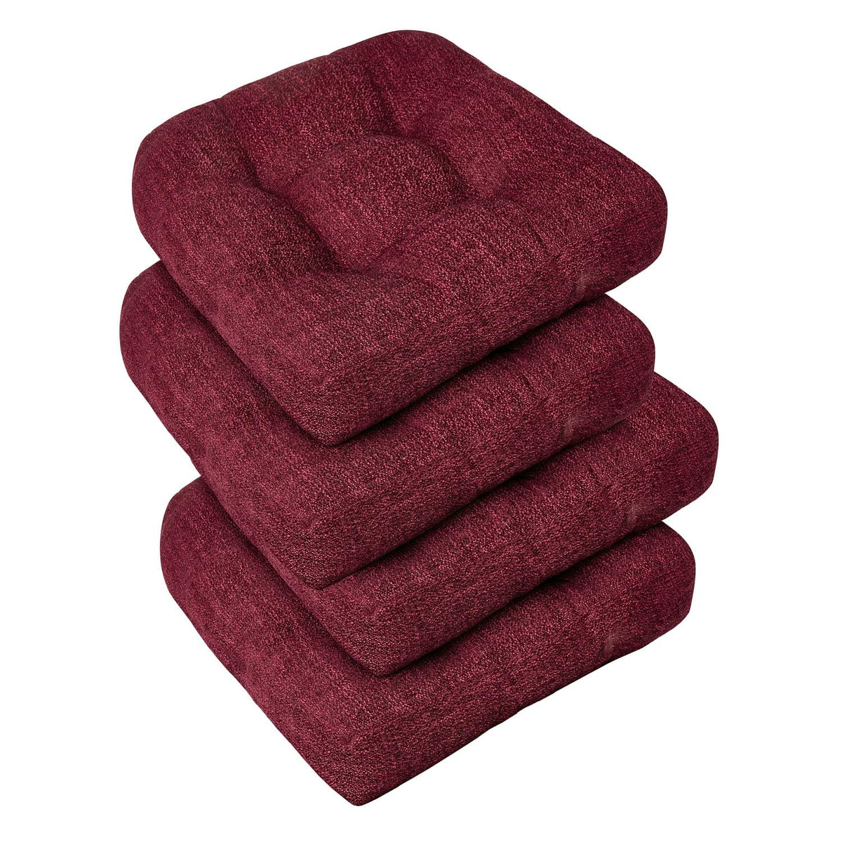 downluxe Chair Cushions for Dining Chairs 4 Pack, Tufted Indoor Chair Pads with Non-Slip Bottom, U-Shaped Kitchen Chair Cushions, 17"x17"x4", Khaki
