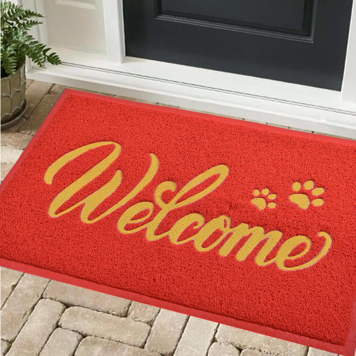 T.HENV Welcome Mat Outdoor, 30x17.5 Waterproof All-Season Front Door Mat Outside Entrance, All-Weather Quick Drying, Low Profile Doormat Indoor, Patio Porch Entryway Mats, Black-White